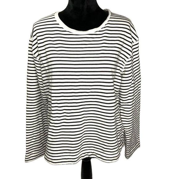Elizabeth and James Striped Cotton Crewneck Sweater Large - Picture 2 of 6
